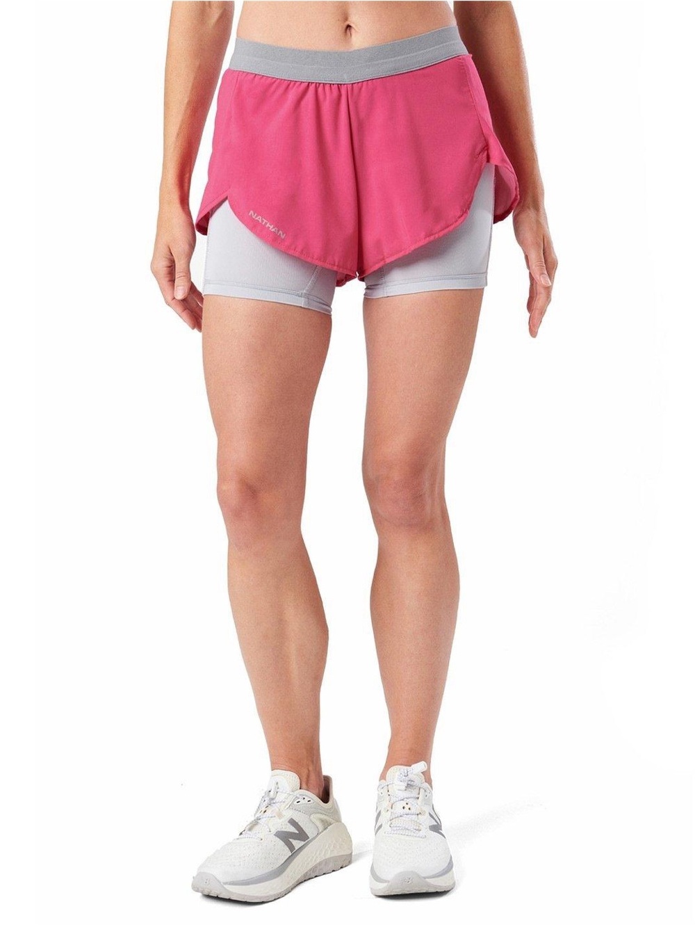 Nathan pink /gray Women's 2-in-1 Athletic Shorts. Side pockets. Size small